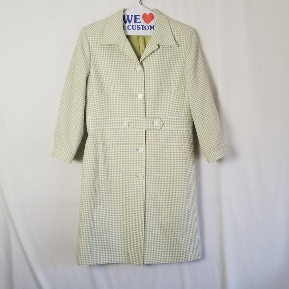 NWOT Larry levine long blazer coat 3/4 sleeve geomatical green size 14 (229) - Picture 1 of 13